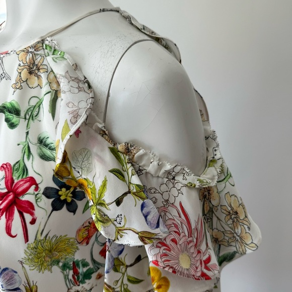 Parker Womens Abby Floral Cold Shoulder Blouse Silk Size S - Picture 5 of 12